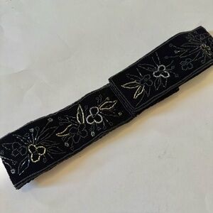 Vintage Elegant Black Floral Embroidered Headband